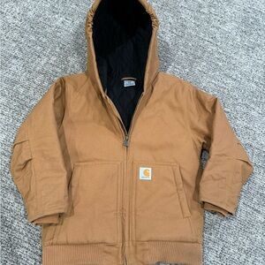 Carhartt Tan Hooded Jacket boys Small 7/8